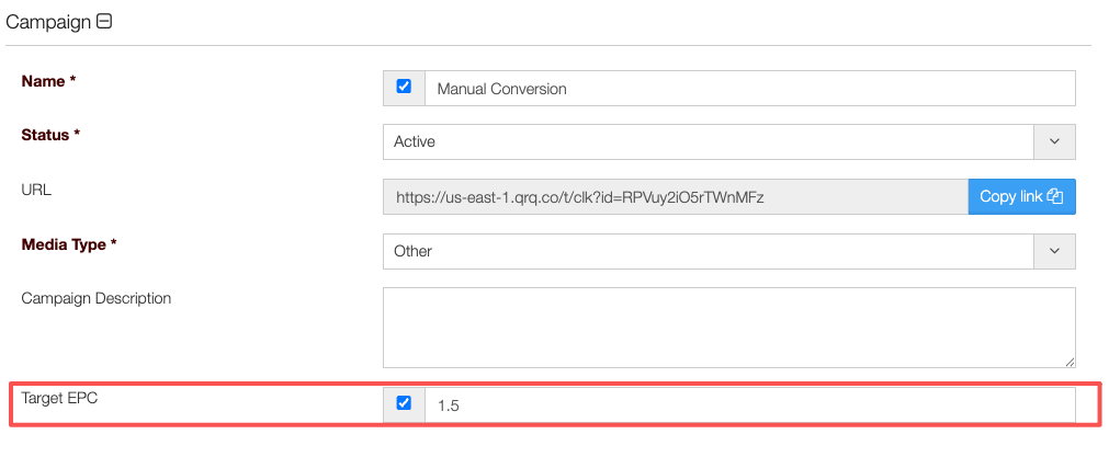 Target EPC configuration