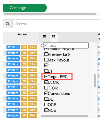EPC performance indicator in stats