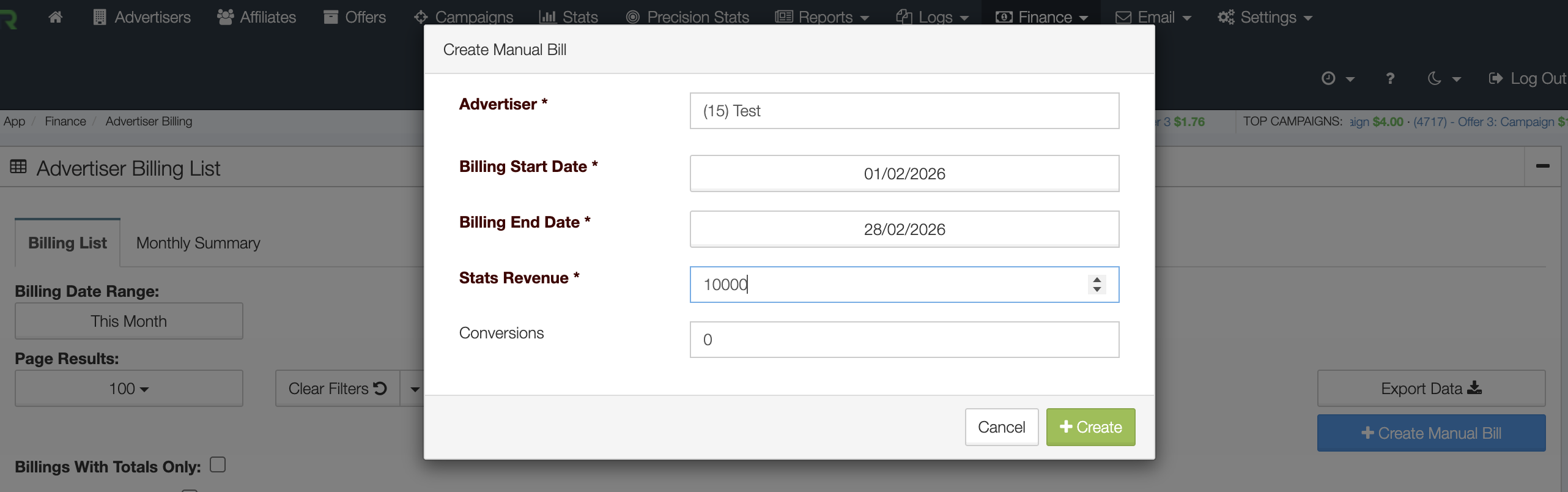 Create Manual Bill UI
